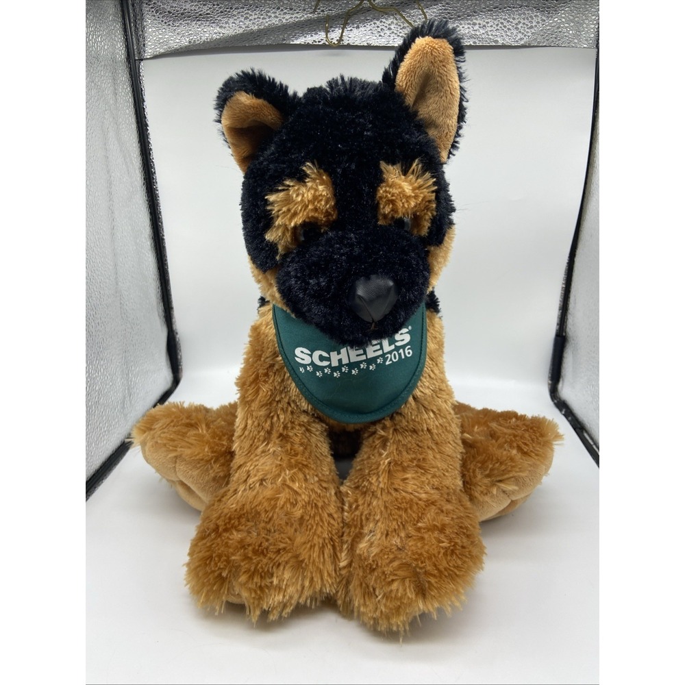 Jaag German Shepherd Plush Dog Scheels 2016 Bandana Stuffed Animal Black Tan 12"